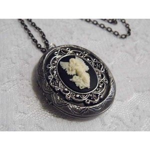 Angel Guardian Antique Silver Locket Necklace